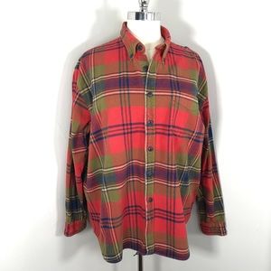 J Peterman XXL heavyweight flannel 100 cotton Christmas sweater red and green